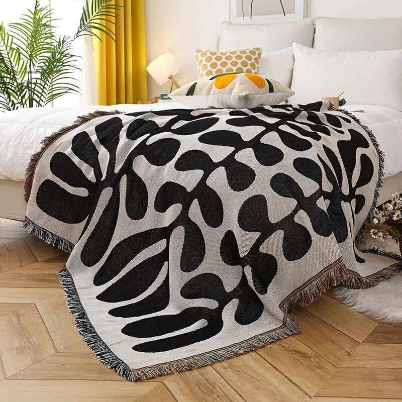 Retro Vine Throw Blanket – Soft Cozy Cotton Blend 51x63 Inches