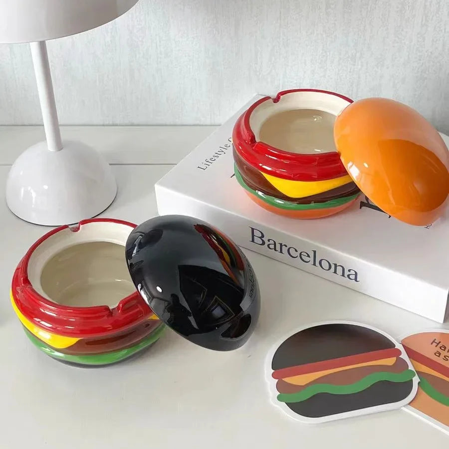 Burger Ceramic Ashtray - Durable, Quirky Design