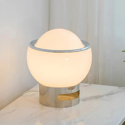 Retro Table Lamp - Glass Stone Metal Stand, Rotatable USB Corded