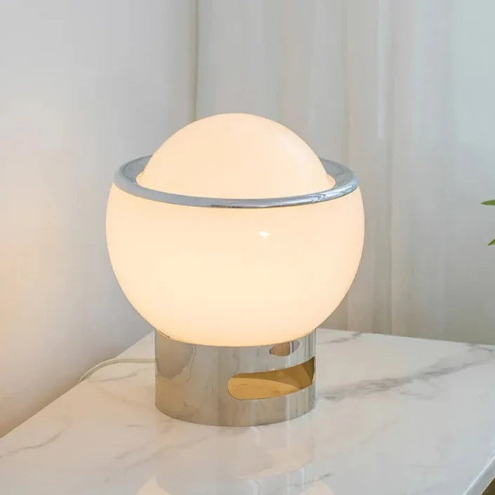 Retro Table Lamp - Glass Stone Metal Stand, Rotatable USB Corded