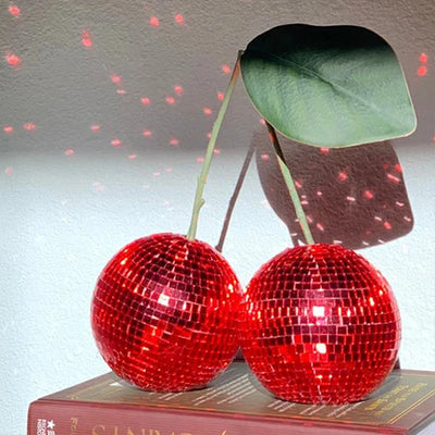 Disco Ball Ornament - 4 Inch Glass Cherry Sparkle