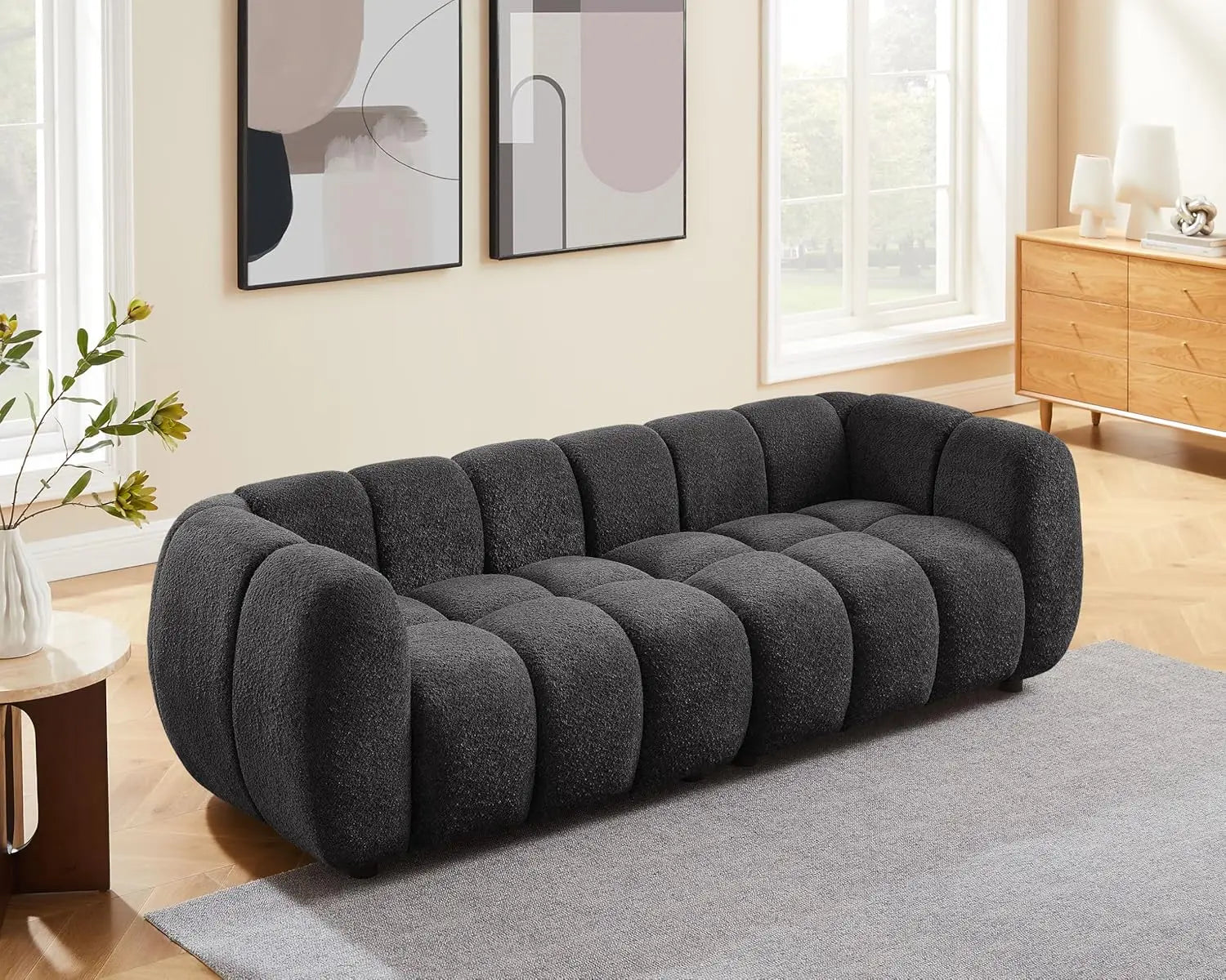 Bouclé Cloud Sofa - Upholstered Tufted Lounge Couch