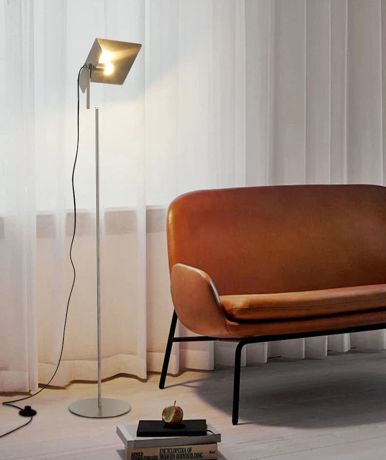 Industrial LED Floor Lamp - Stainless Steel Panel Luxury Lighting