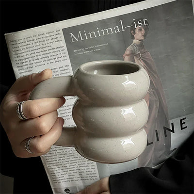 Embossed Donut Mug - 14oz Ceramic Coffee Cup