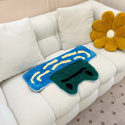 Hand Crafted Frog Rug | Plush Bath Mat With Ripple Pattern