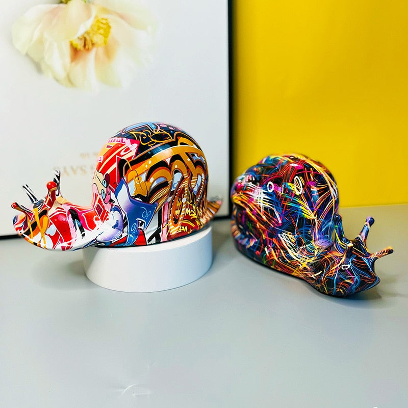 Graffiti Snail Sculpture - Resin Art Figurine