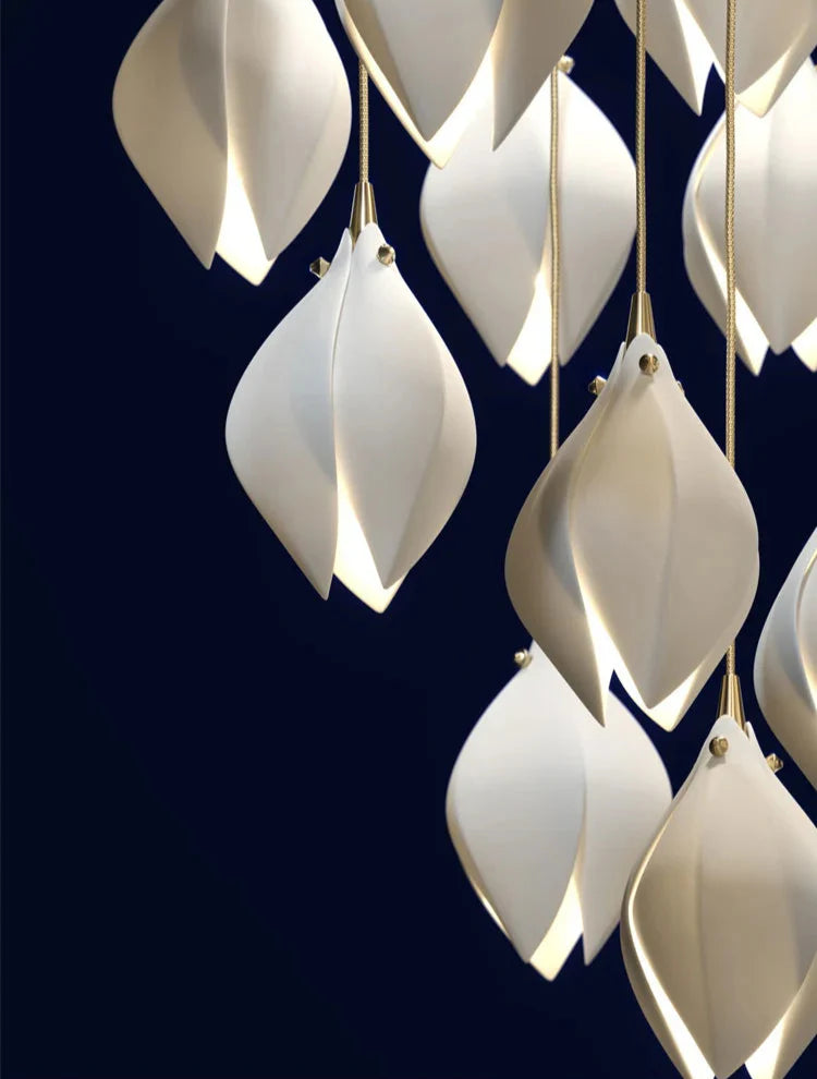 White Magnolia Chandelier | Elegant Ceramic Jade Fixture