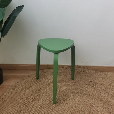 Wooden Triangle Stool - Geometric Natural Wood Furniture