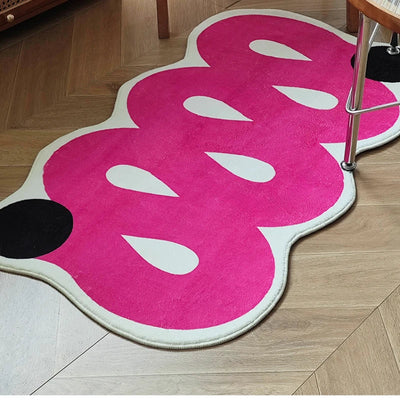 Pink Wave Area Rug - Modern Polyester Carpet
