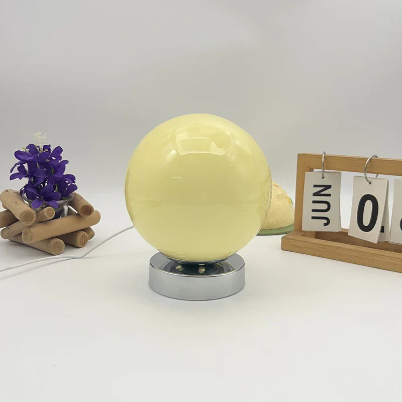 Retro Glass Table Lamp – Chrome Base, Touch Control