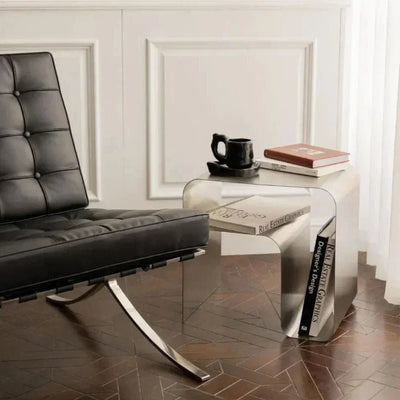 Stainless Steel Side Table - Minimalist Bent Frame Design