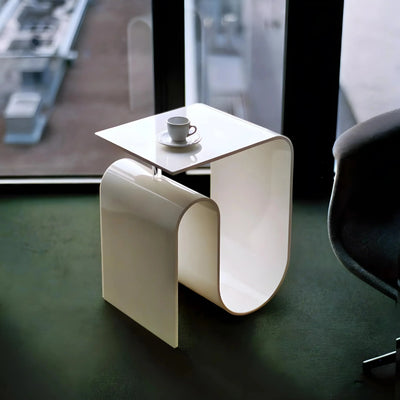 White Wave Side Table - Modern Acrylic Accent