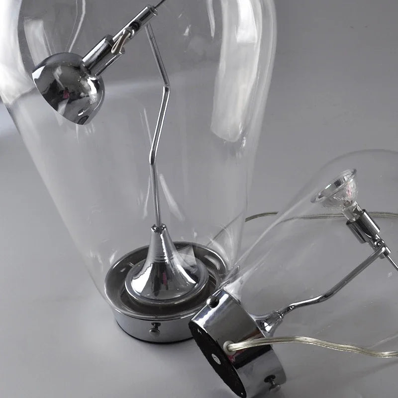 Blown Glass Table Lamp - Chrome Modern Glass Lamp