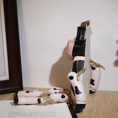 Wooden Cow Puppet Hand Carved Movable Toy