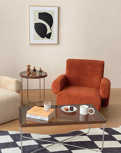Corduroy Lounge Couch - Solid Wood Danish Sofa