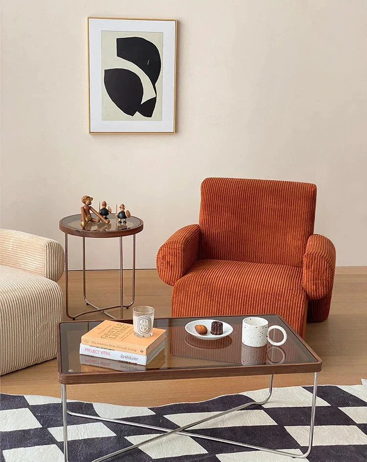 Corduroy Lounge Couch - Solid Wood Danish Sofa