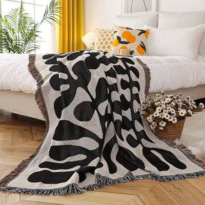 Retro Vine Throw Blanket – Soft Cozy Cotton Blend 51x63 Inches