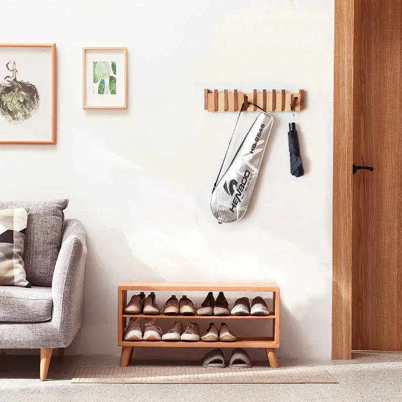 Foldable Wooden Hanger – Beech & Walnut Multi Tier Rack