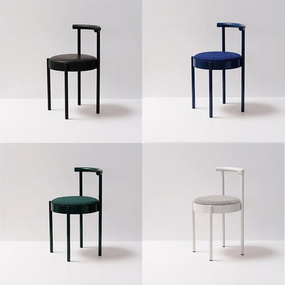 Mid-Century Modern Chair - Colorful Metal Leg Round Dining Seat