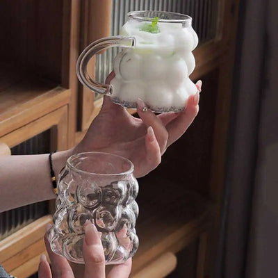 Transparent Grape Mug - 12oz Embossed Glass Cup