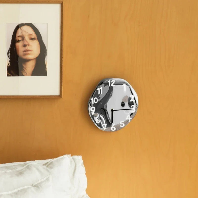 Chrome Ceramic Wall Clock - Modern Decorative Timepiece