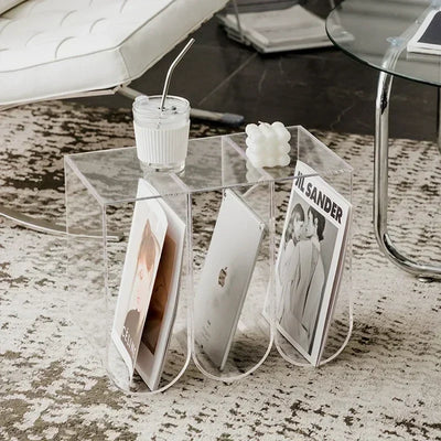 Acrylic Multipurpose Table - Embossed Design Clear Acrylic Side Table