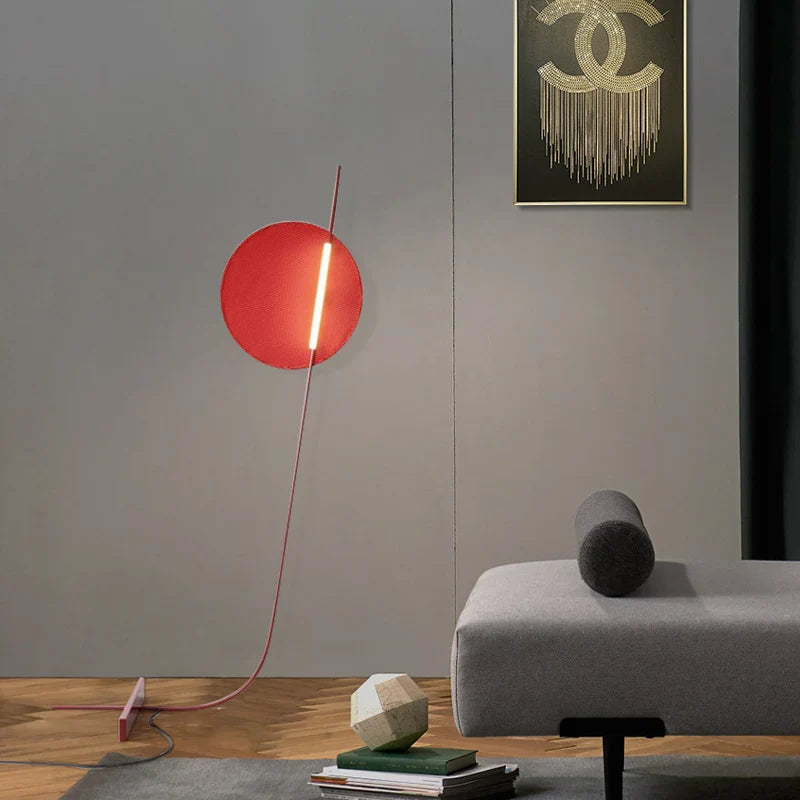 Red Floor Lamp - Nordic Bent Metal Frame Light