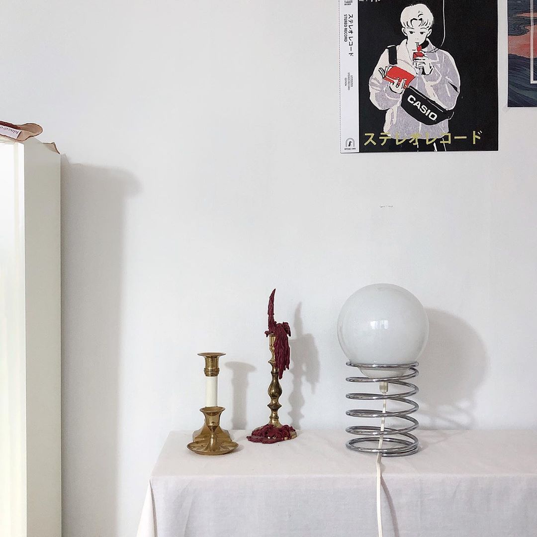 Glass Table Lamp - Spring Base Metal Lighting