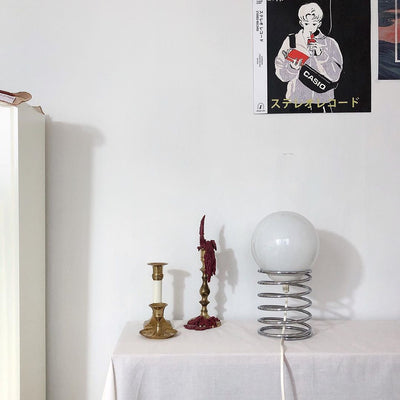 Glass Table Lamp - Spring Base Metal Lighting