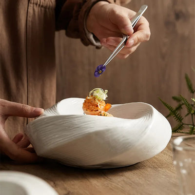 Ceramic Dining Plate - Spiral Elevated 8 Inch Luxury
