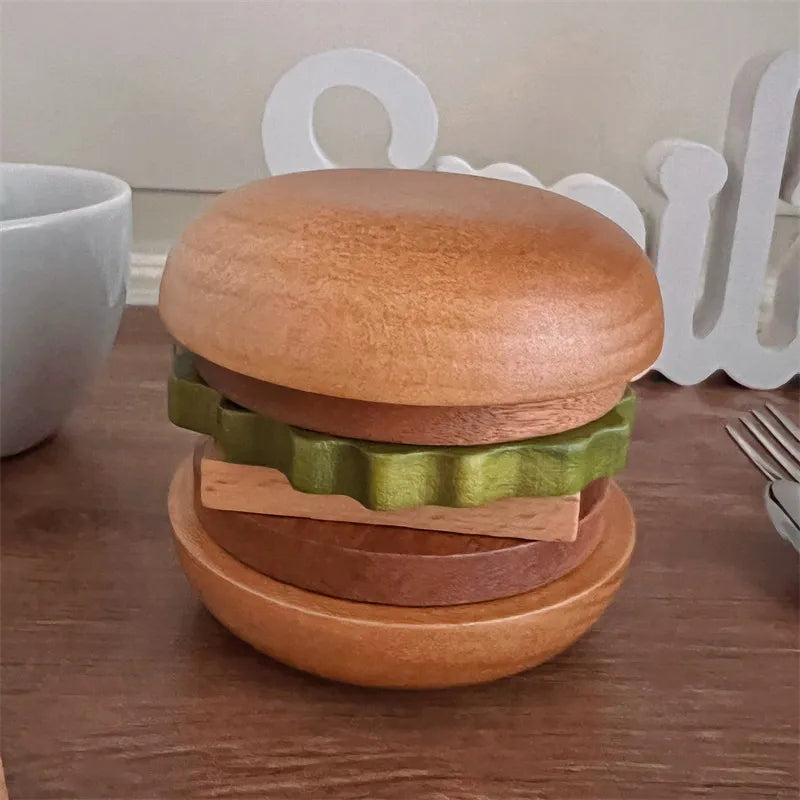 Wooden Burger Coasters - Magnetic Drink Set