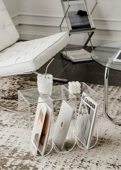 Acrylic Multipurpose Table - Embossed Design Clear Acrylic Side Table