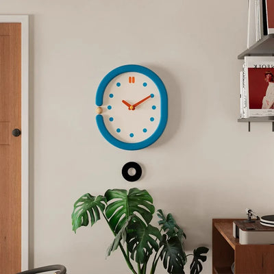 Pendulum Wall Clock - Japanese Minimalist Oval Blue Design
