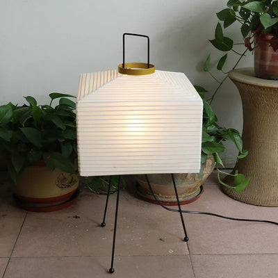 Japanese Floor Lantern – Wabi-Sabi Rice Paper Cube Lamp