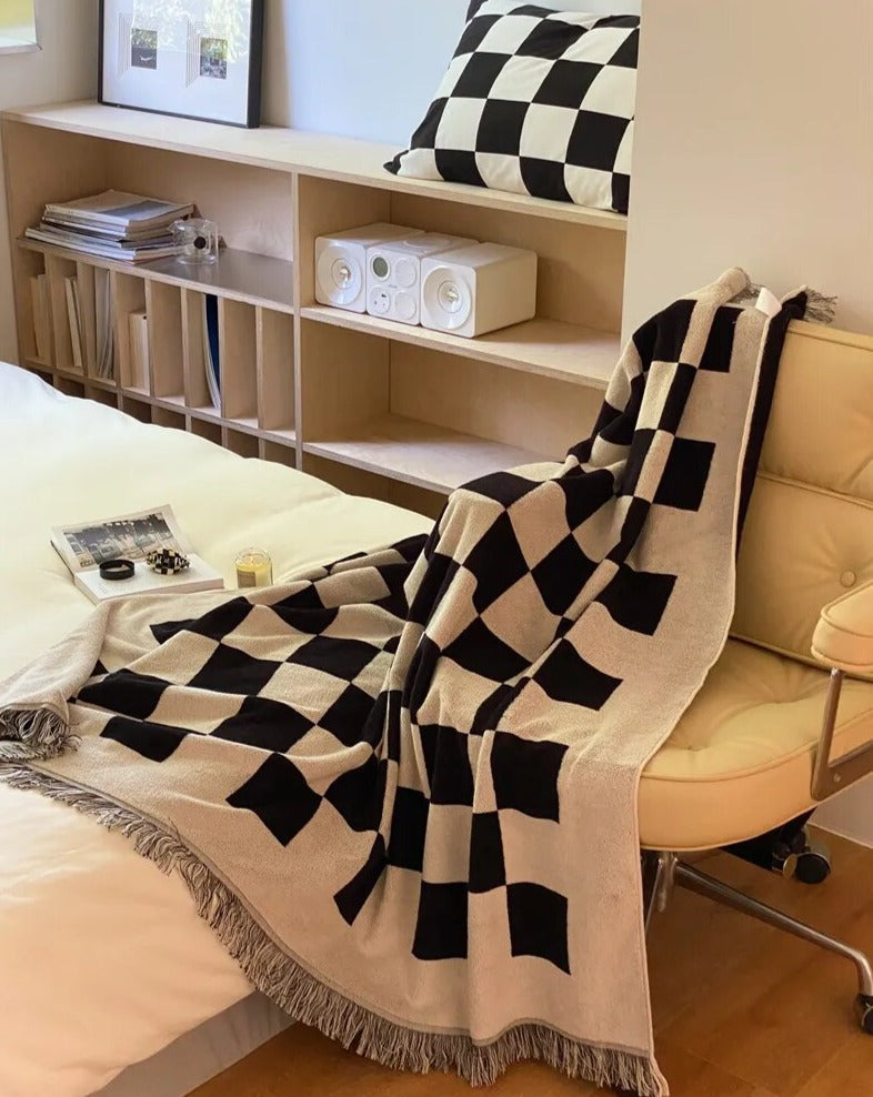 Plaid Throw Blanket – Retro Cotton 55x55 Inch Cozy Throw