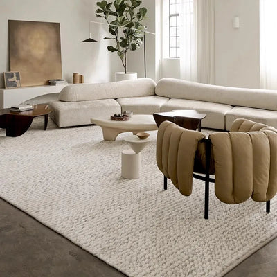 Hand Woven Wool Rug - Indian Pebble Area Carpet