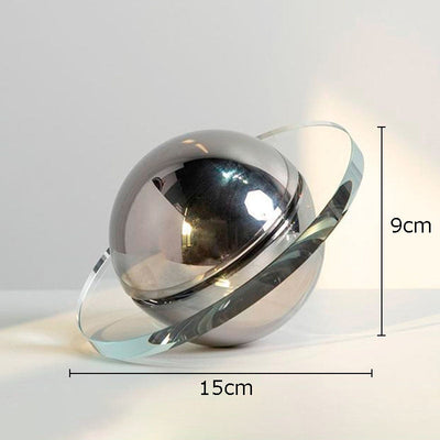 Crystal Saturn Sculpture | Handcrafted Solid Planet Decor