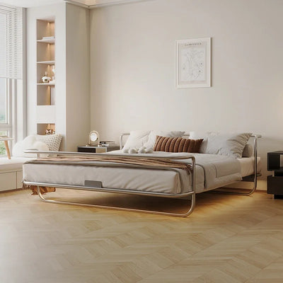 Industrial Bed Frame - Stainless Steel Metal Queen Size
