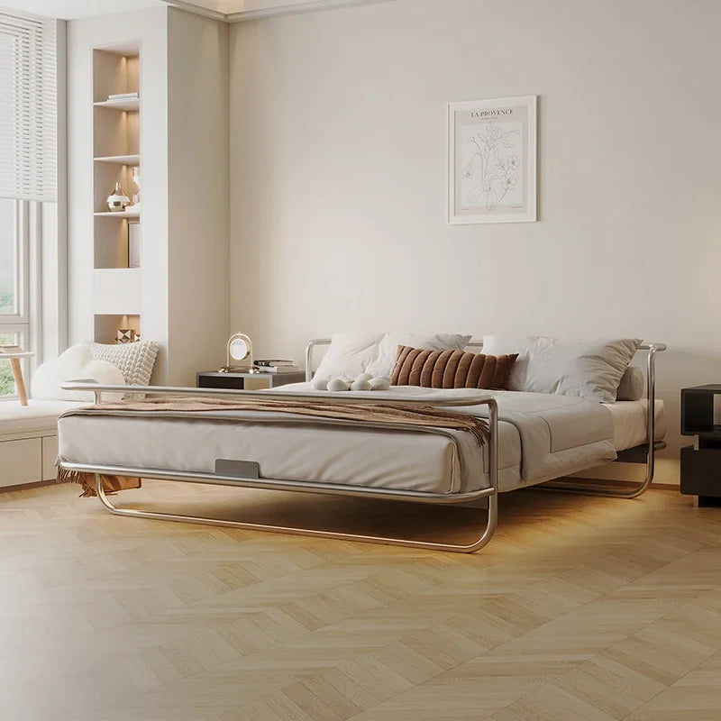 Industrial Bed Frame - Stainless Steel Metal Queen Size