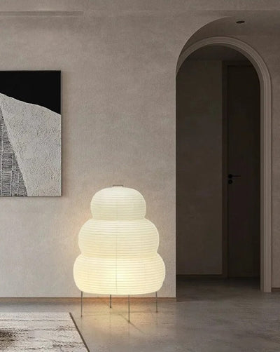 Japanese Floor Lantern – Curvy Wabi-Sabi Decor Lamp