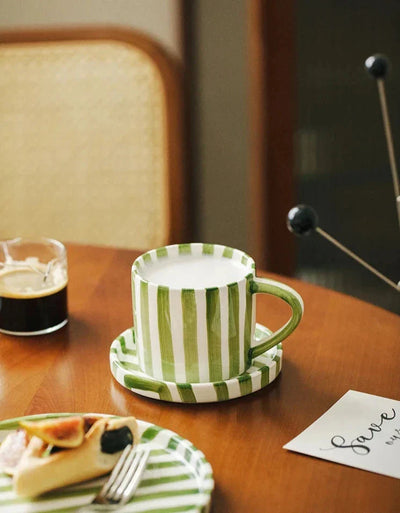 Ceramic Striped Plate – Brush Touch Art Design