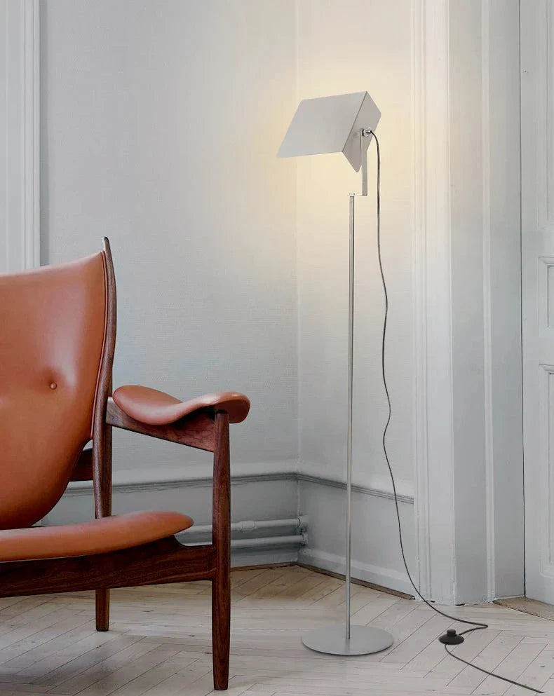 Industrial LED Floor Lamp - Stainless Steel Panel Luxury Lighting