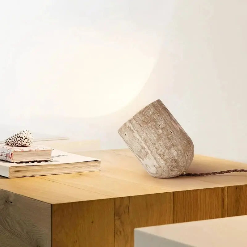 Travertine Stone Lamp - Modern Table & Floor Light