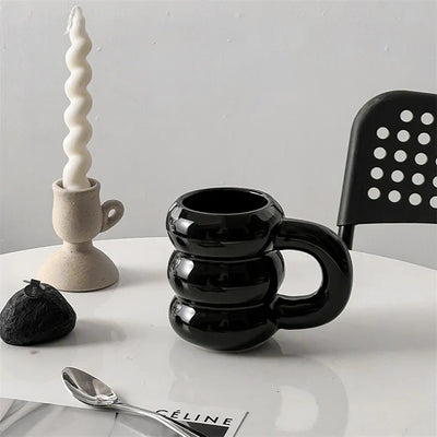 Embossed Donut Mug - 14oz Ceramic Coffee Cup
