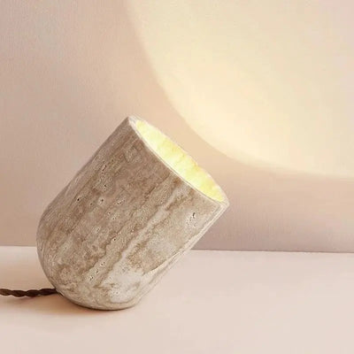 Travertine Stone Lamp - Modern Table & Floor Light