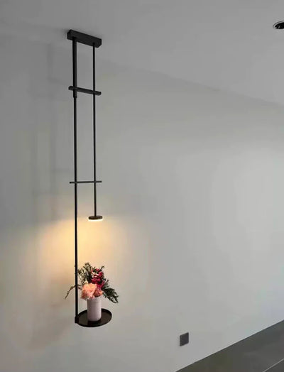 Black Metal Ceiling Lamp – Adjustable Spotlights & Shelf