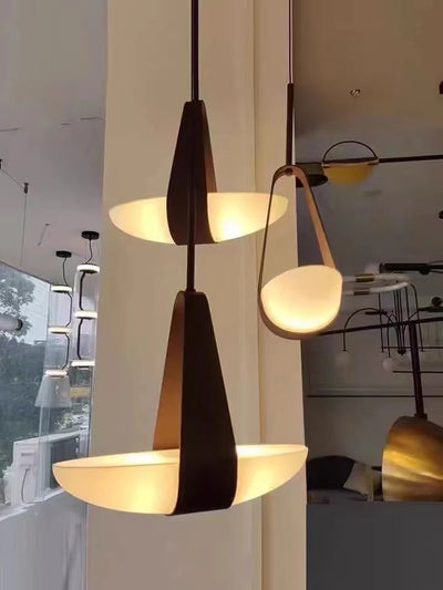 Floating Leather Chandelier – Modern Ceiling Light with Warm