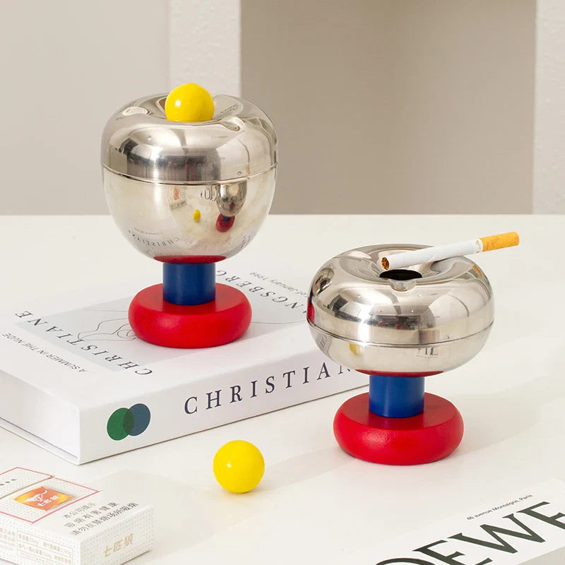 Stainless Steel Ashtray - Retro Ball Design, Small & Durable
