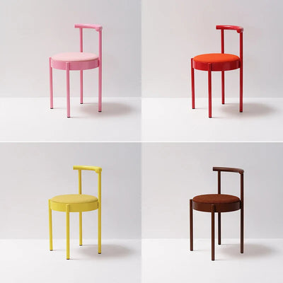 Mid-Century Modern Chair - Colorful Metal Leg Round Dining Seat