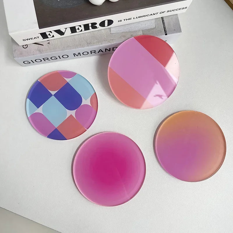 Bauhaus Color Coaster | Modern Acrylic Round Table Accent